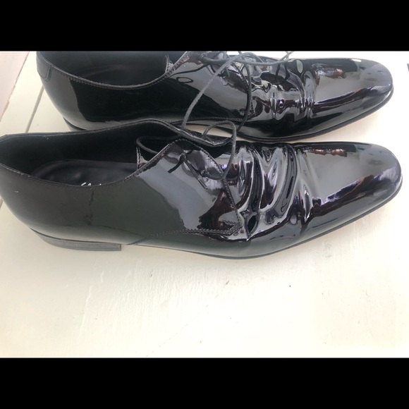 Ferragamo Men’s Black Glossy Patent Leather Shoes